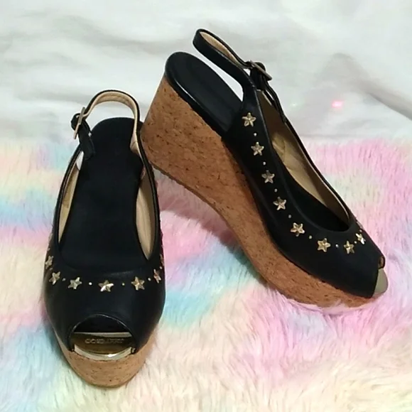 Authentic Jimmy Choo Star Studded Wedge Sandals Sz.7 or 37 Worn 1X - Picture 16 of 16